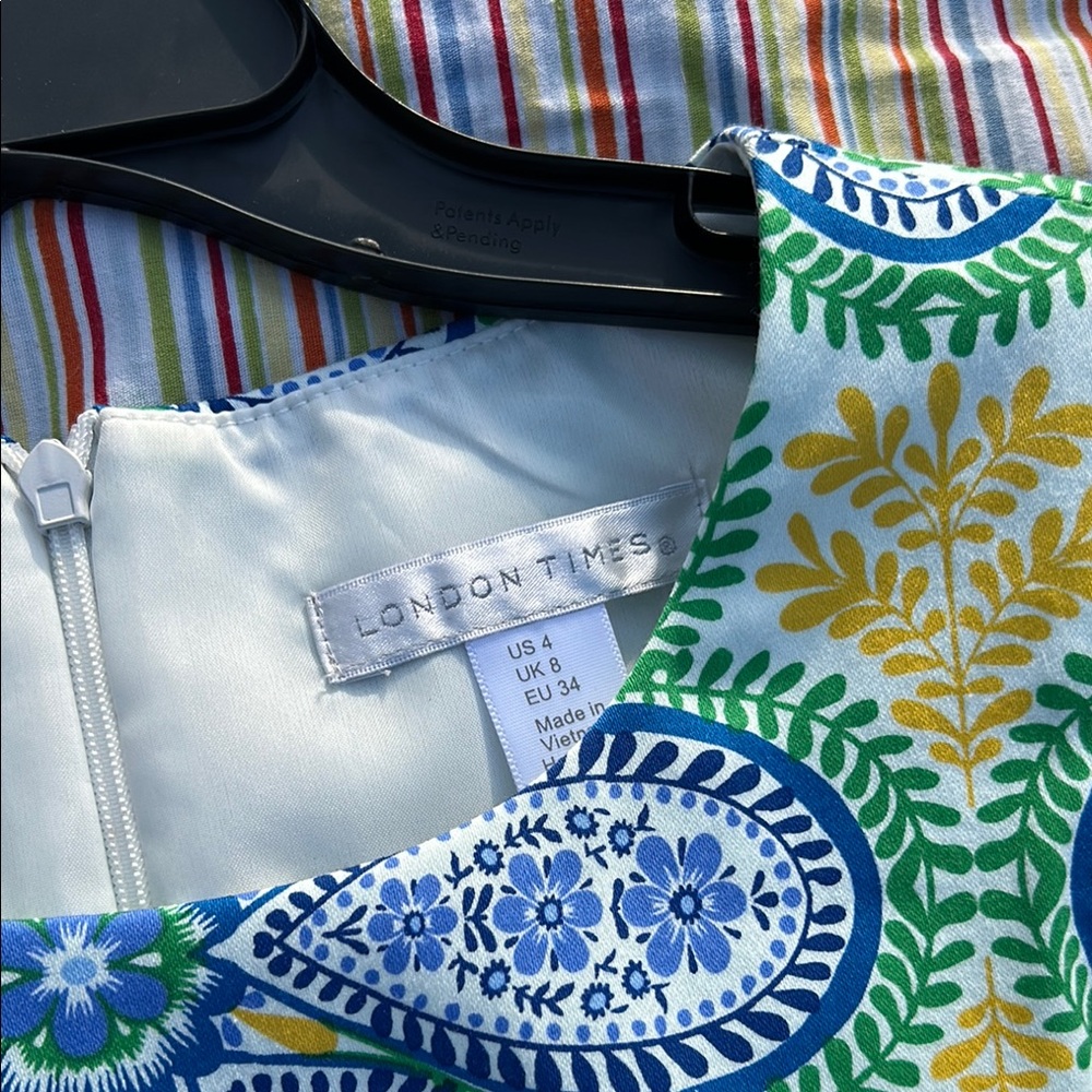 London Times Blue and Green Floral Mini Dress - Picture 2 of 7